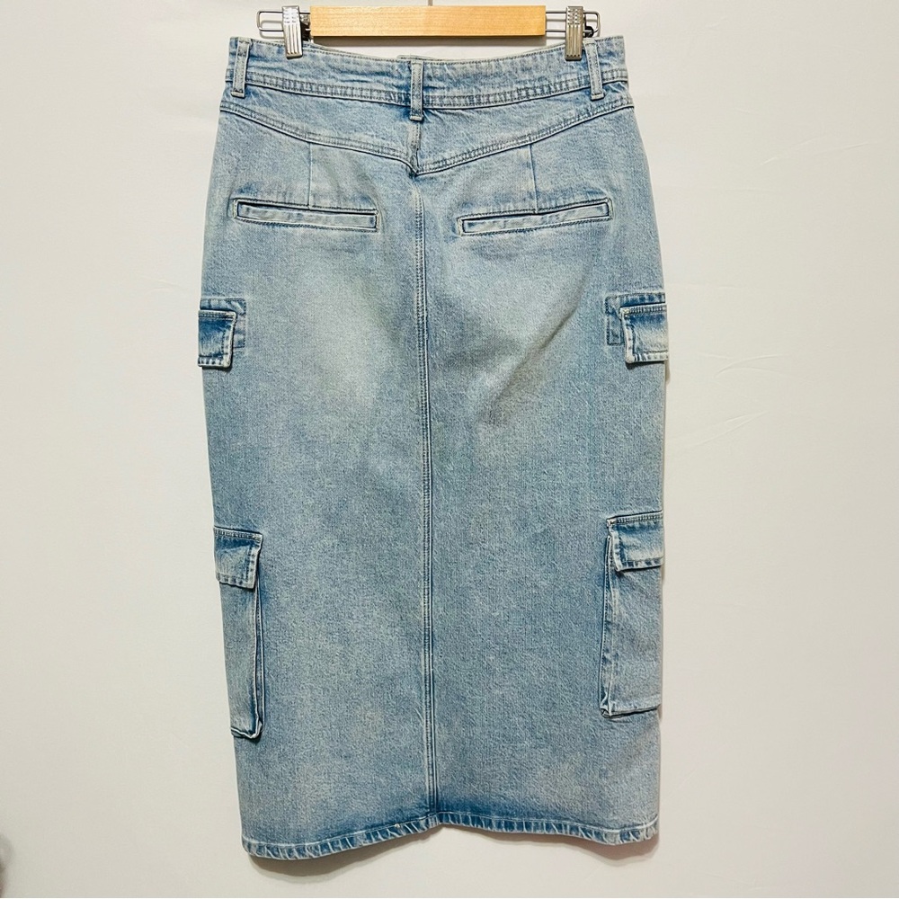 Anthropologie Pilcro Cargo Denim MIDI Skirt Size 10 - Picture 11 of 13